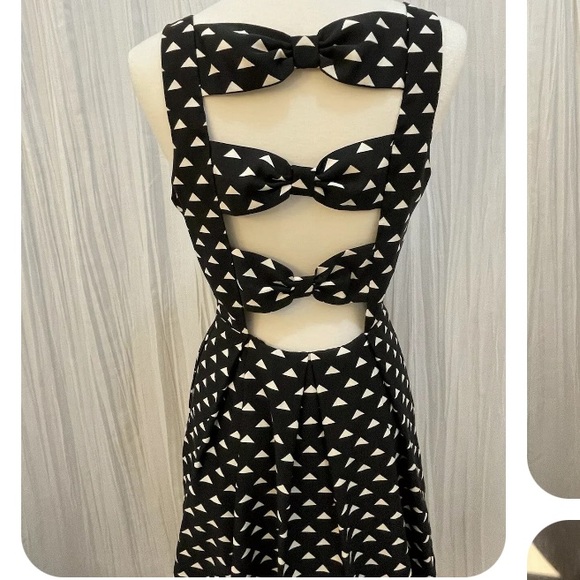 Forever 21 Triangle print bow back cut-out dress- Small. Side zipper closure - Picture 5 of 7